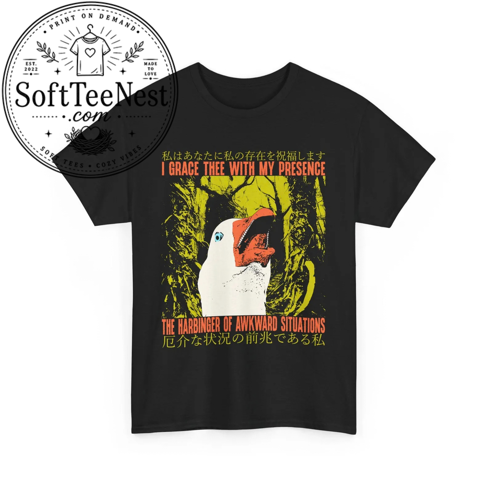 The Harbinger of Awkward Situations Funny Vintage Japanese Goose T-Shirt