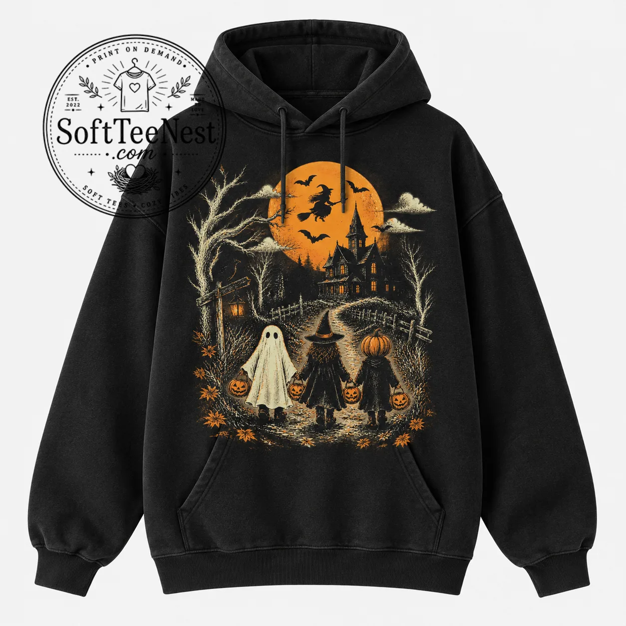 Vintage Halloween Sweatshirt, Retro Witchy Graphic Crewneck, 90s Trick or Treat Shirt