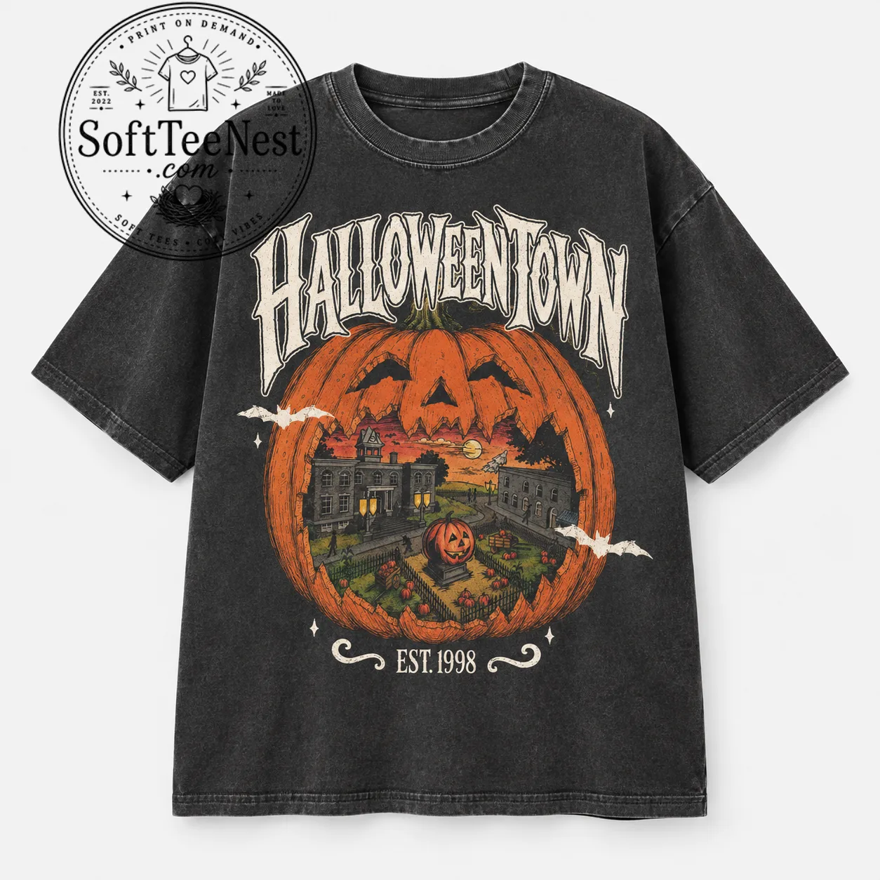 Vintage Halloween Pumpkin PNG, Retro Jack O Lantern Graphic, Spooky Haunted Pumpkin Sublimation Design
