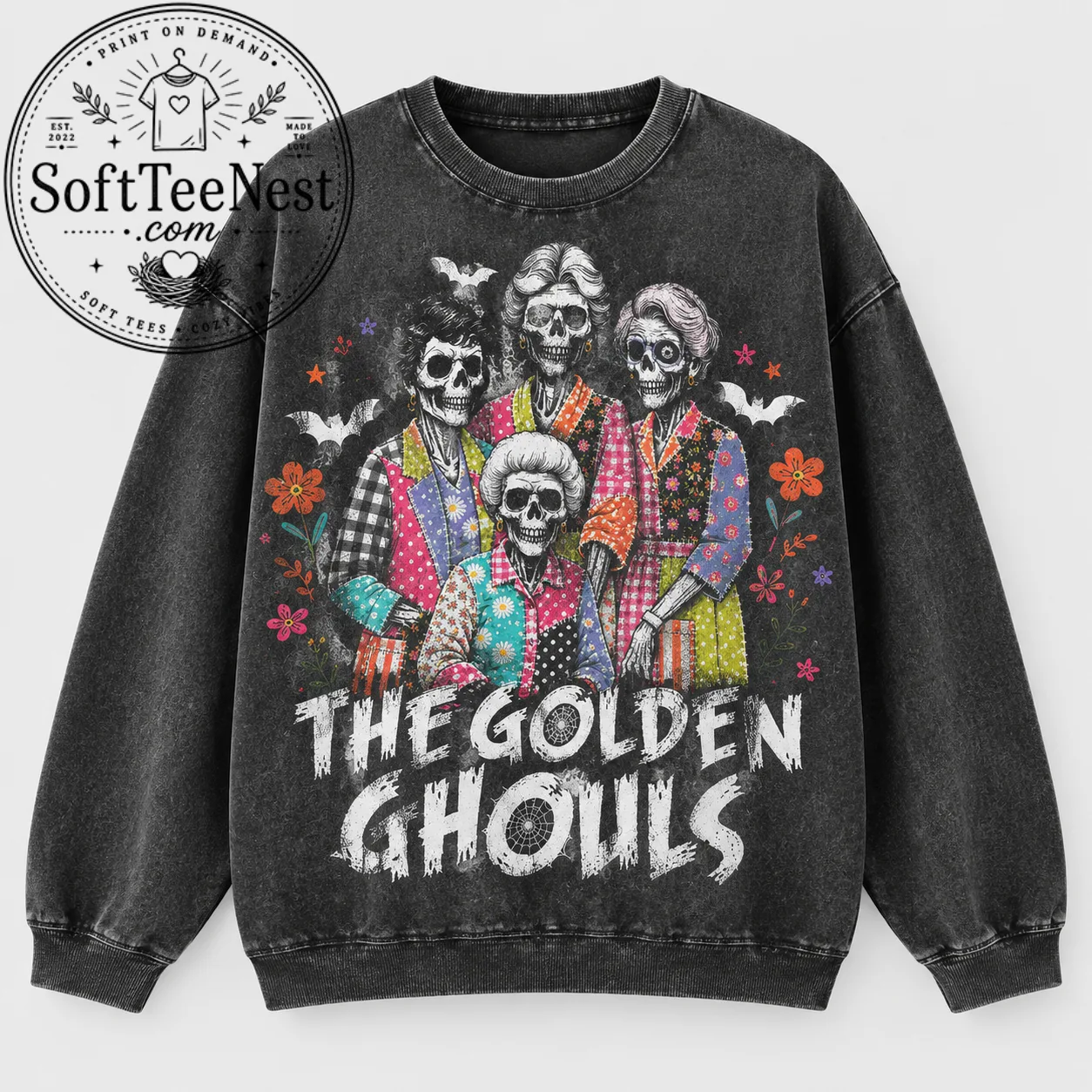 Preppy Halloween Skeleton Friends Sweater