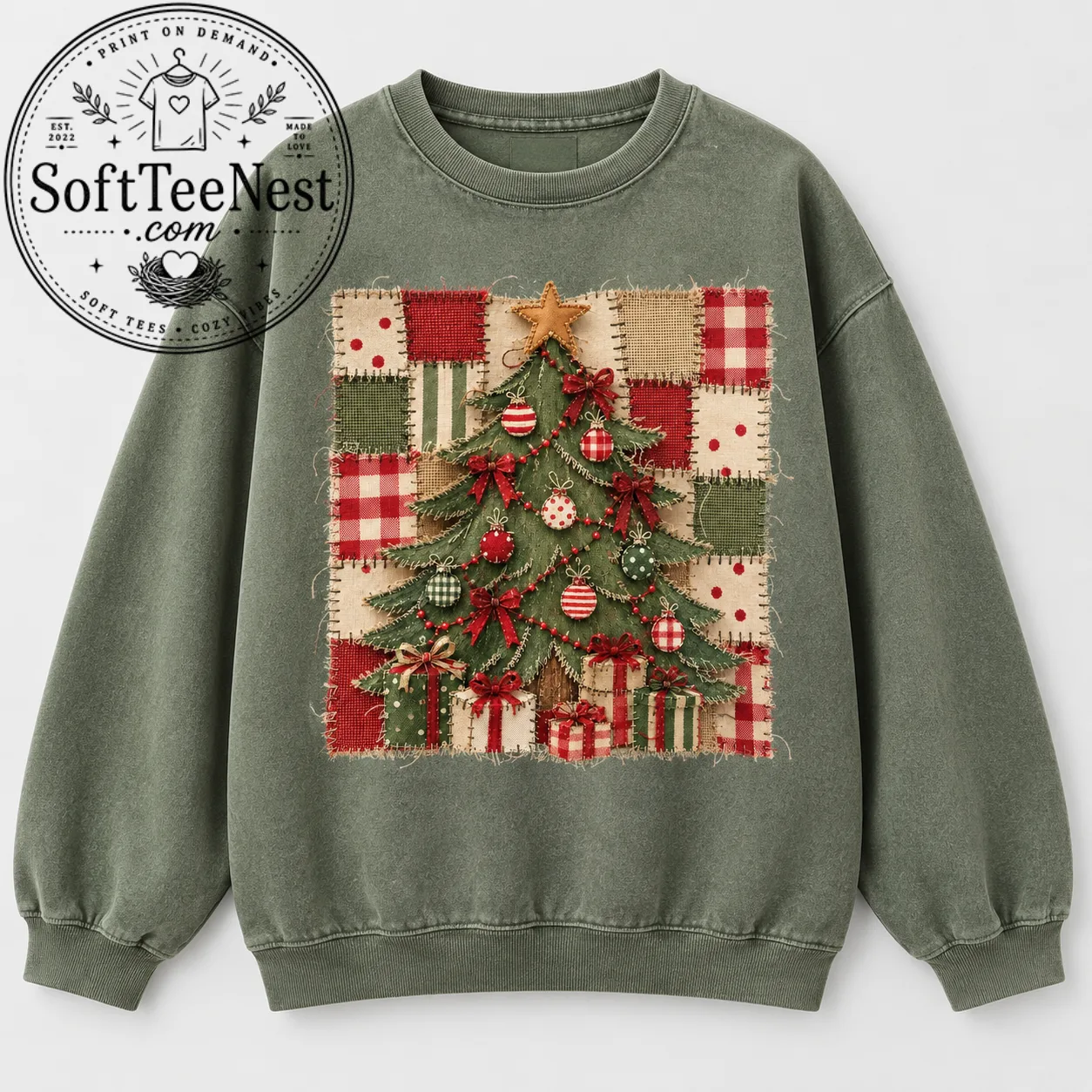 Thiết kế chưa có tên (32) Preppy Patchwork Christmas Tree Sweater