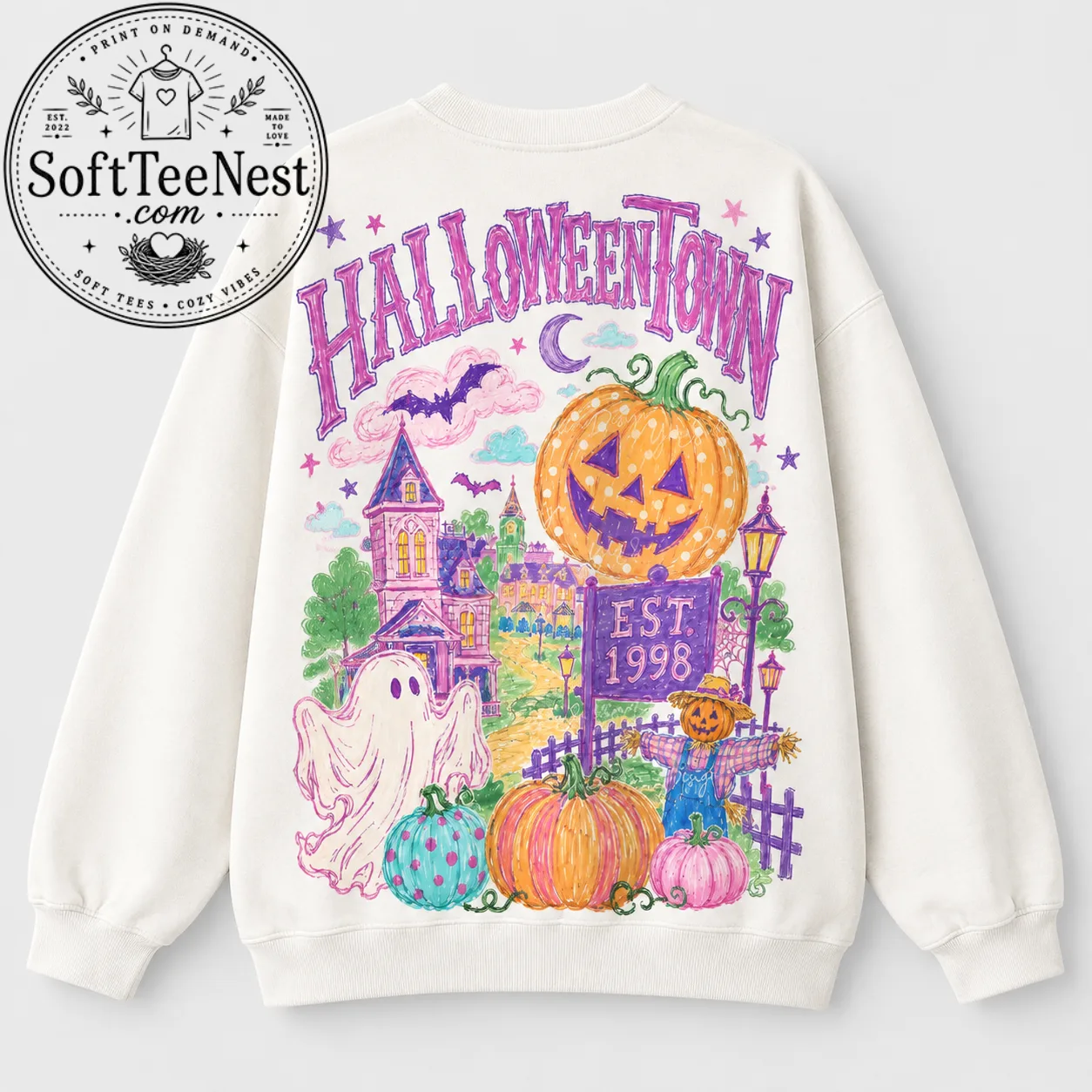 Pink Spooky Town Halloween T-Shirt