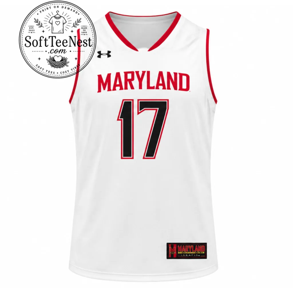 Thiết kế chưa có tên (5) Maryland Basketball Jersey, White Red Basketball Jersey