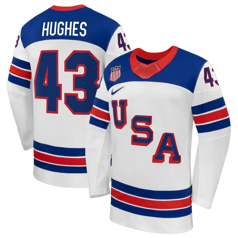 HughesUSA_800x Nike Hockey Jersey – USA Inspired Red White Blue Ice Hockey Shirt – image 2 of 2
