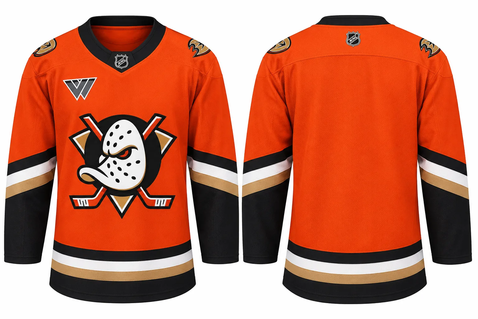 fb847a4e-e2c3-4643-a5f3-134f1ce0861a (1) Anaheim Ducks Hockey Jersey – Retro Orange Black Ice Hockey Shirt – image 2 of 2