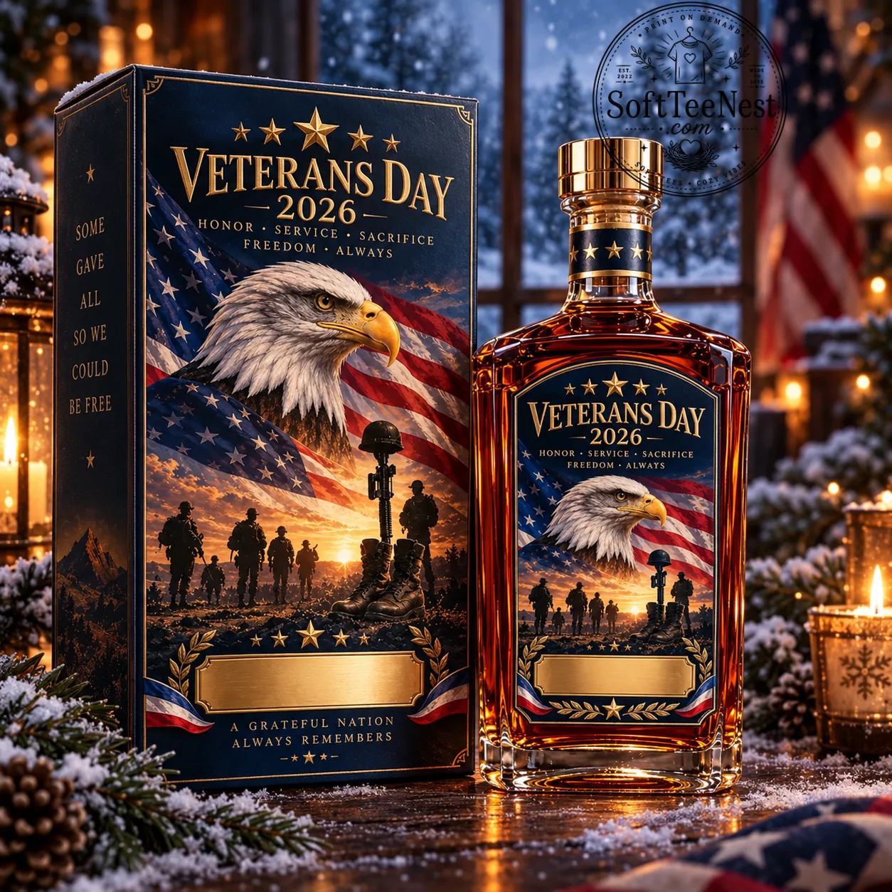 Personalized Veterans Day Whiskey Bottle – 2026 Military Tribute Gift
