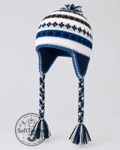 Jimin Blue Patterned Trapper Hat – K-Pop Inspired Winter Earflap Beanie