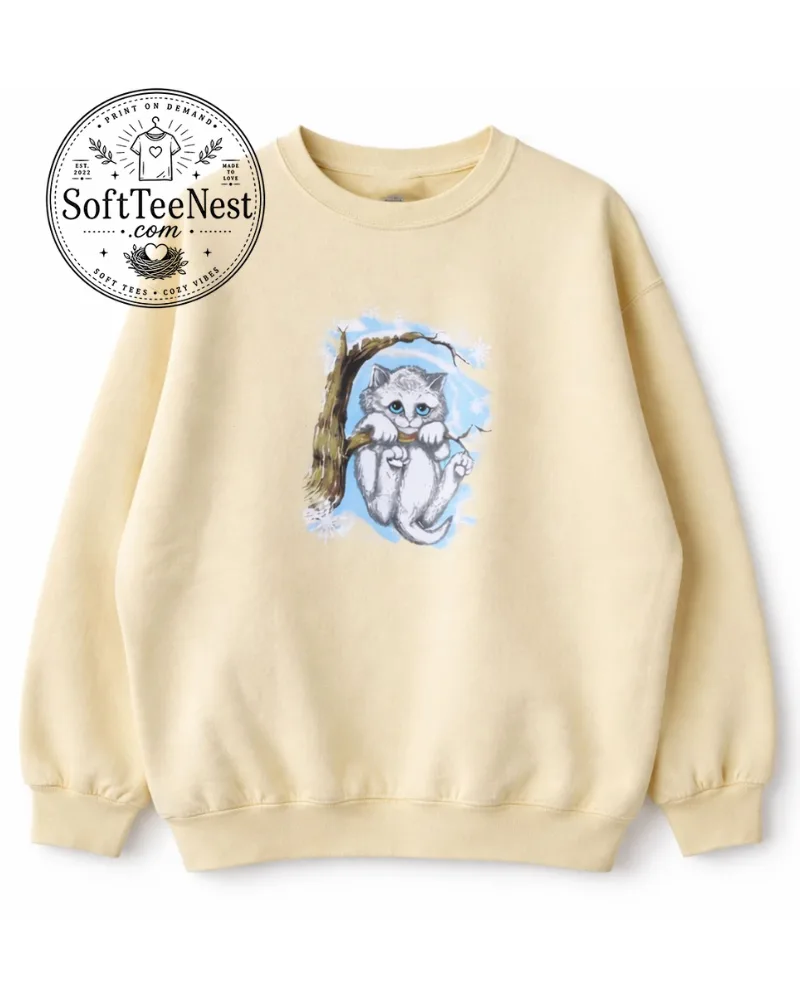 Taylor Swift Cream Cat Graphic Sweatshirt – Red Collar Vintage Pullover